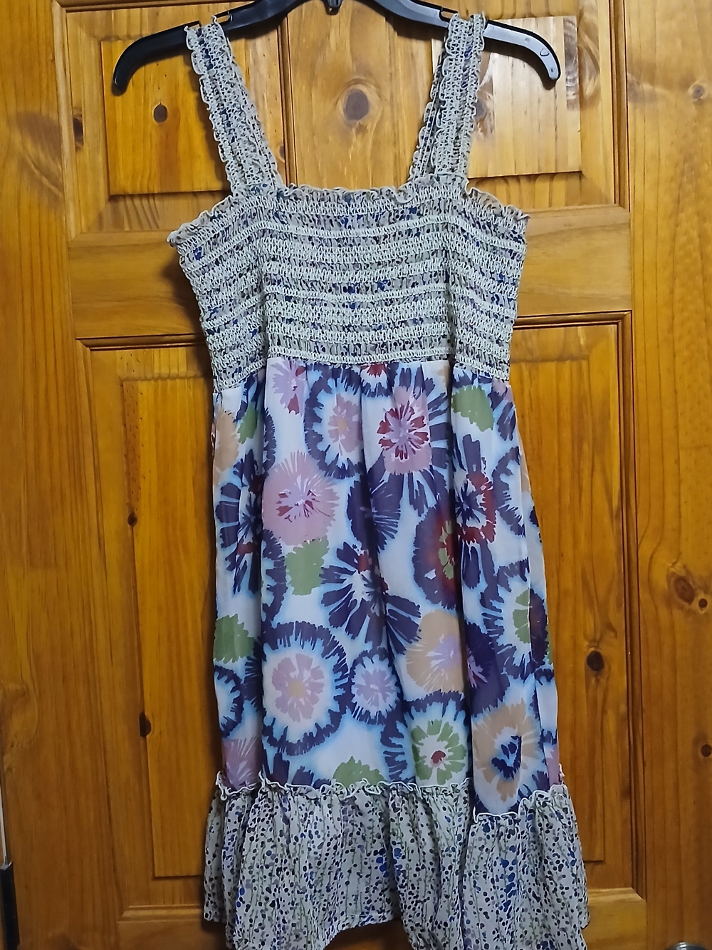 American Rag Floral Smocked Sundress in White, Green, Purple